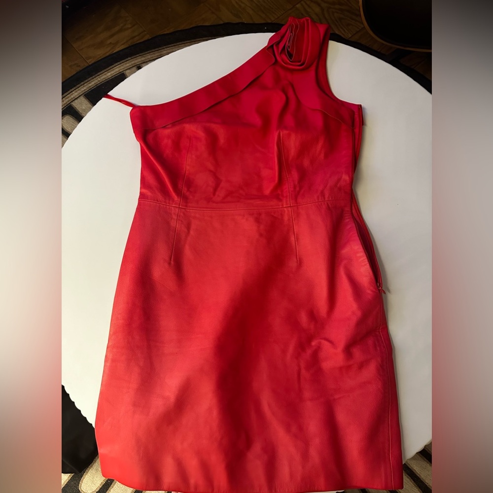 Valentino red leather dress